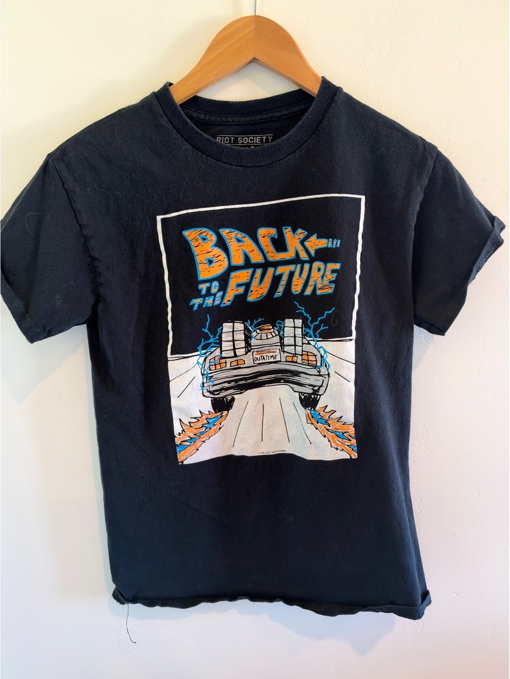 Riot Society Back to the Future DeLorean Graphic T-Shirt Black Size Small